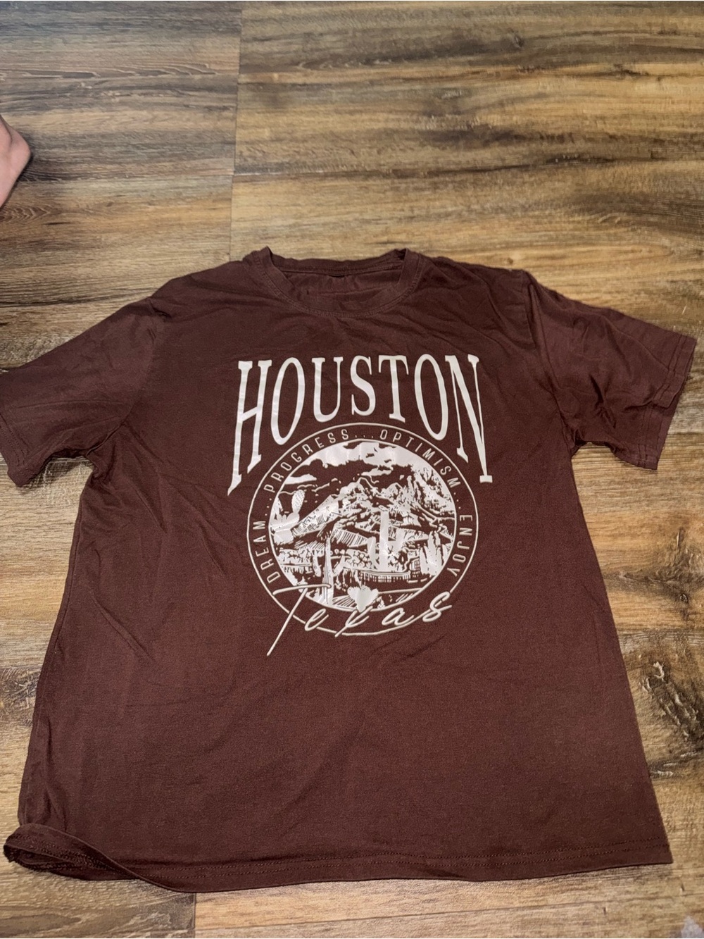 SHEIN Houston Texas Graphic Short-Sleeve Tee - Brown